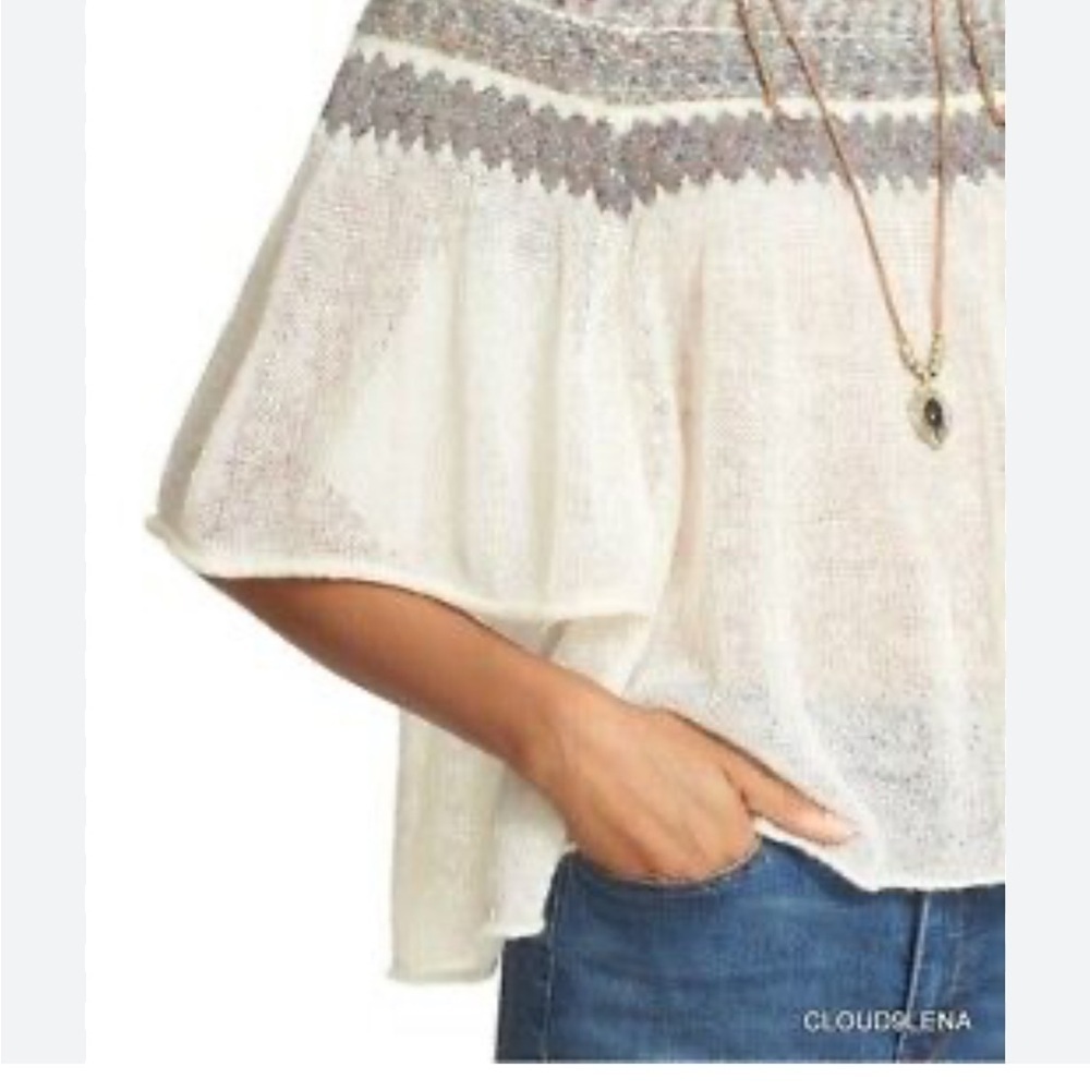 Free People Loch Lomond Flutter Sleeve Sweater Top Size XS